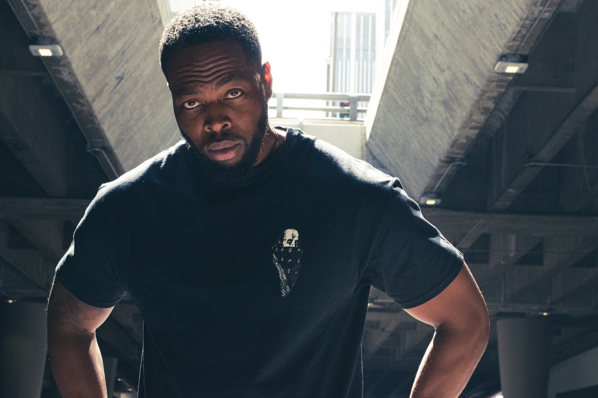 Custom screen printed black T-shirt Los Angeles apparel